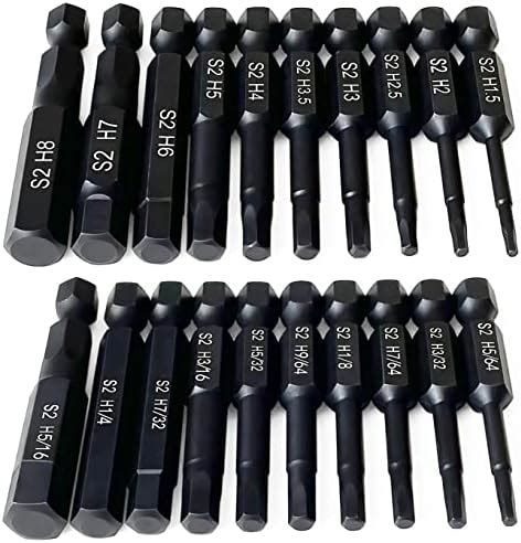 Hex Head Allen Wrench Drill Bit Set (10pc Metric & 10pc SAE), PTSLKHN 1 ...