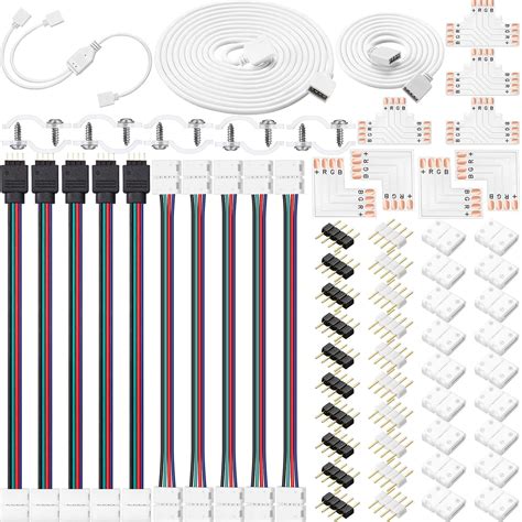 5050 4 Pin RGB LED Strip Connector Kit Includes RGB Extension Cable ...