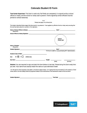 Sat Student Id Form - Fill Online, Printable, Fillable, Blank | pdfFiller