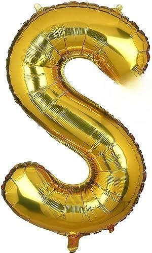 Flyloons Golden S Letter Foil Balloon Alphabets Balloons - Size 16 Inch ...