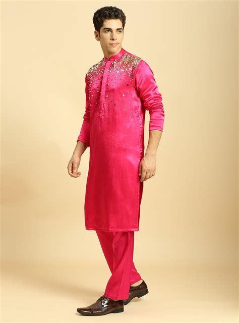 Hot Pink Embroiderd Kurta With Pant – Masumi Mewawalla