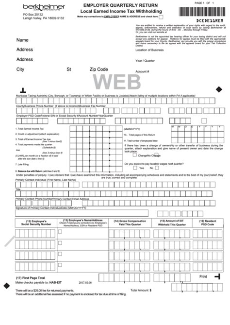 Berkheimer Printable Tax Form - Printable Forms Free Online