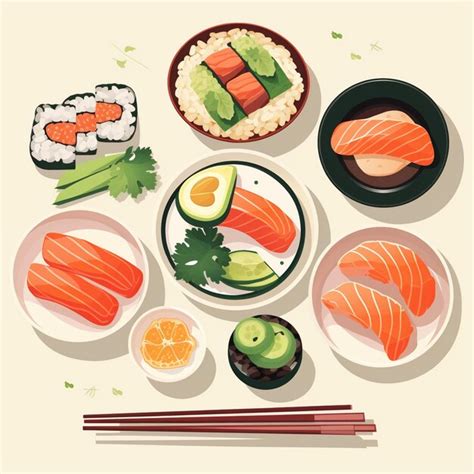 Illustration vector japan food design asian japanese traditional retro ...