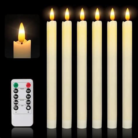 Baleid Led Flameless Ivory Taper Candles Flickering with 10 Key Remote ...