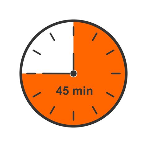 Clock icon with 45 minutes time interval. Countdown timer or stopwatch ...