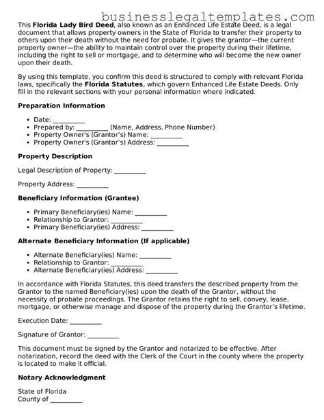 Prepare a Valid Florida Lady Bird Deed With Our Printable Form