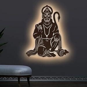 Buy DEKORSTATION Lord Hanuman Laser Cut Wooden Brown Decorative LED ...