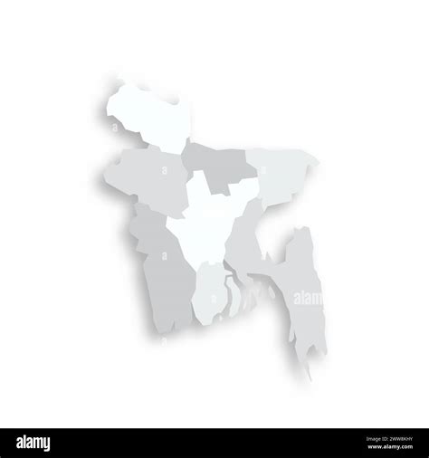 Bangladesh political map of administrative divisions - divisions. Grey blank flat vector map ...