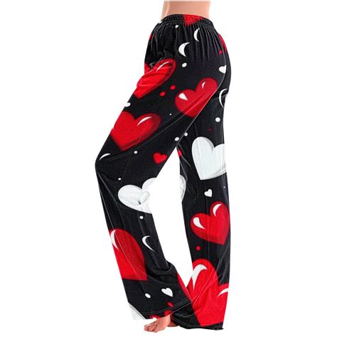 BLTIBY Women Valentine's Day Pajama Pant Fall Spring Love Printed Comfy ...