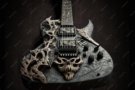 Premium Photo | Electric guitar with skull and crossbones design on the body created with ...