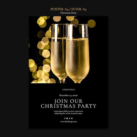 Christmas party vertical poster template | Free PSD