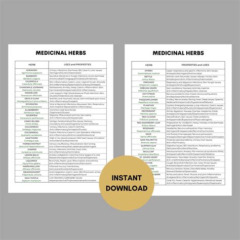 Medicinal Herb Guide, Digital Download, Herb Reference Guide, Herb ...