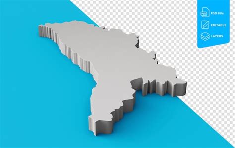 Moldavia Mappa 3D Geografia Cartografia e topologia Illustrazione 3D ...