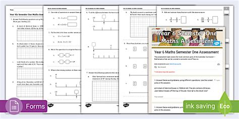 Year Six Semester One Maths Assessment | Year 6 Maths Test