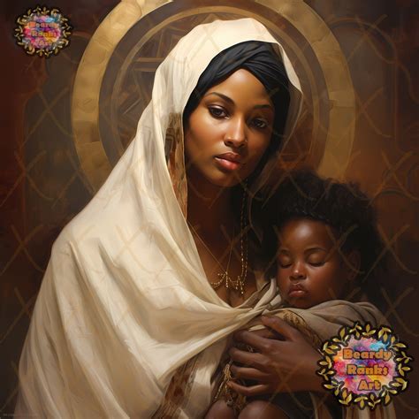 African American Virgin Mary and Baby Jesus, Black Virgin Mary Wall Art ...
