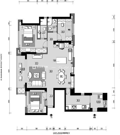 西安宸院130平米二居室现代装修案例