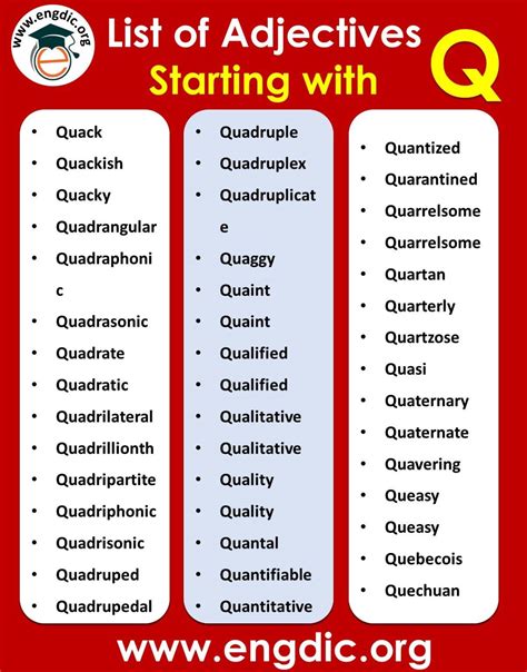 All Adjectives that Start with Q (Sorted List) - EngDic