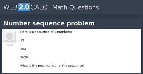 View question - Number sequence problem