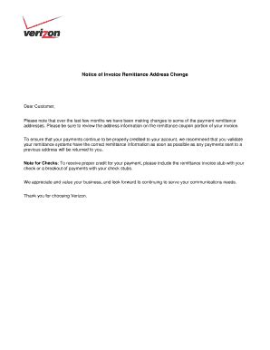 Fillable Online Notice of Invoice Remittance Address Change Fax Email ...