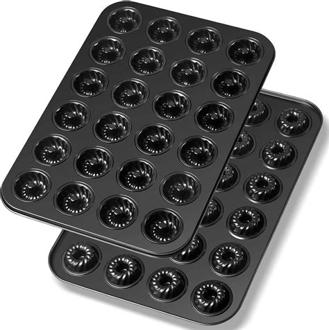 Amazon.com: Skybooly 2 Pcs Mini Chocoflan Mold 24 Cavities Mini Fluted ...