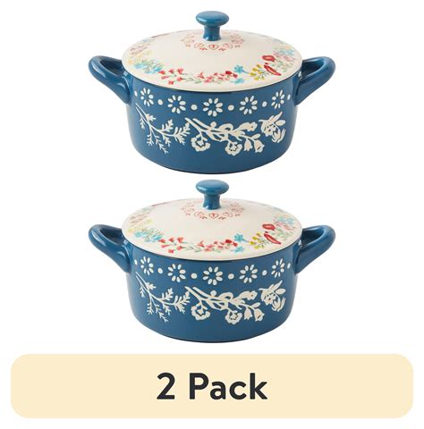 (2 pack) The Pioneer Woman Fancy Flourish Round Ceramic Mini Casserole ...