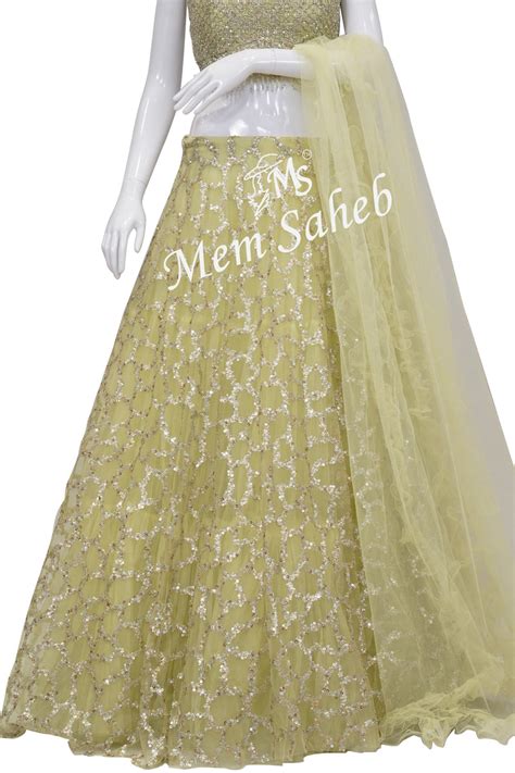Crop Skirt Lemon Yellow with Designer Blouse and Multi Layered Skirt ...