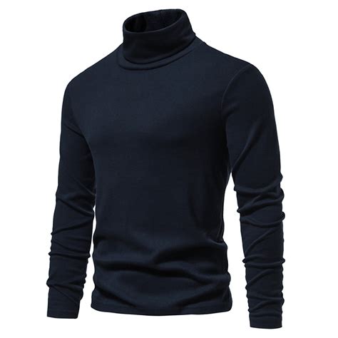 Men's Slim Fit Turtleneck Sweater Casual Basic Knitted Long Sleeve ...