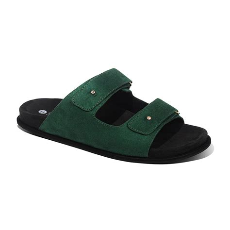 Zen Luxe Dual-Strap Vegan Suede Green Men Slides – Planet Paaduks
