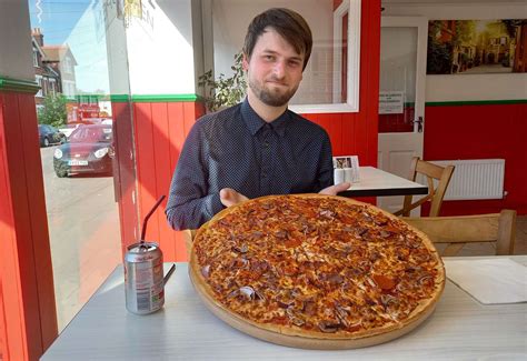 We try to eat 20-inch Big Boys Special pizza in Wincheap, Canterbury