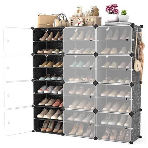 Buy WEXCISE Portable Shoe Rack Organizer with Door, 48 Pairs Shoe ...