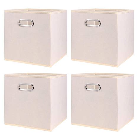 Alloyseed 4Pcs Foldable Storage Boxes with Metal Handle Non Woven ...