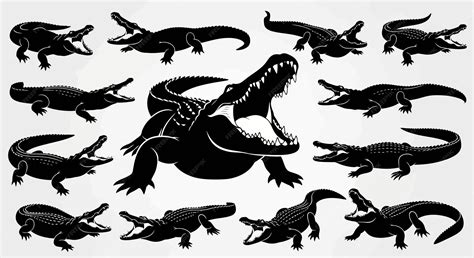 Silhouette crocodiles collection | Premium Vector