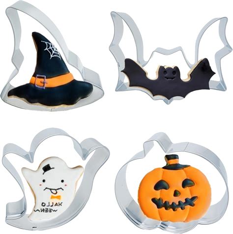 4PCS Large Halloween Cookie Cutters, Stainless Steel Metal Molds ...