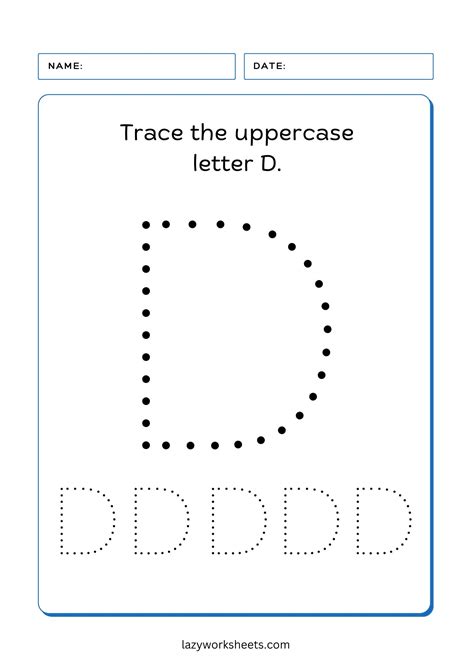 Trace the Letter D | Alphabet Tracing | Lazy Worksheets