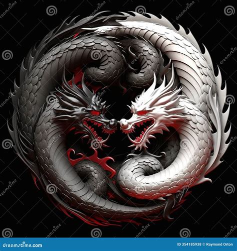 Yin-Yang Dragon Symbolism In Chinese Art Stock Illustration ...