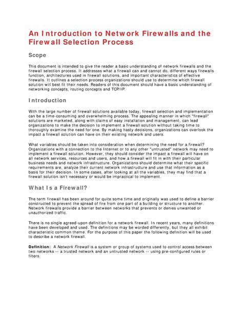 An Introduction to Network Firewalls and the Firewall Selection Process ...