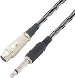 MX 3 PIN MIC FEMALE CONNECTOR XLR TO P-38 MONO MALE CORD W NYLON MESH 1 ...