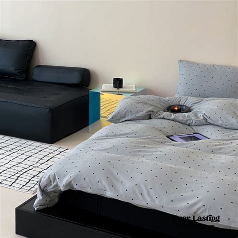 Mini Polka Dot Jersey Knit Bedding Set / Blue + Black | Best Stylish ...