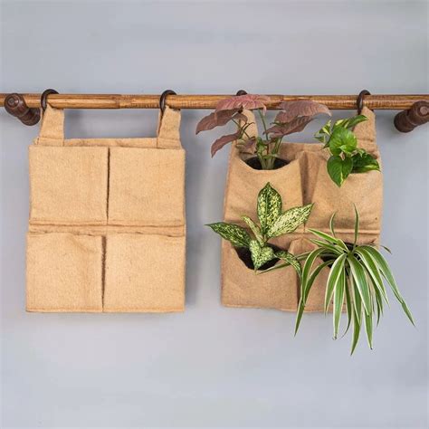 Buy 700 GSM Jute Wall Planter 100% Biodegradable. (4 Pocket-1 Planter ...
