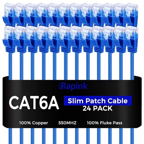 Rapink Patch Cables Cat6a 1ft 24 Pack Slim, Cat6a Ethernet Patch Cable ...