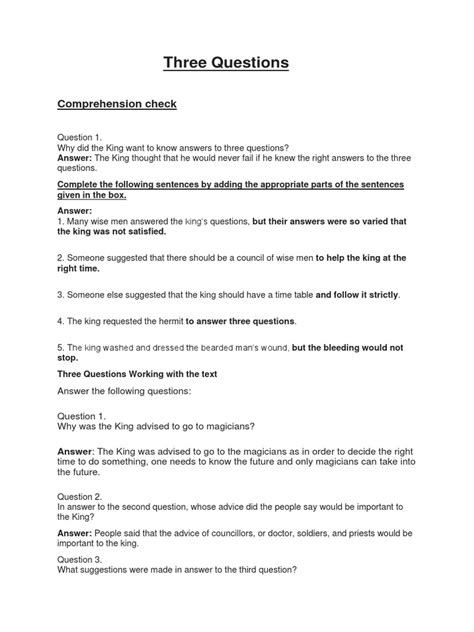 Image result for Three Questions You Must Answer