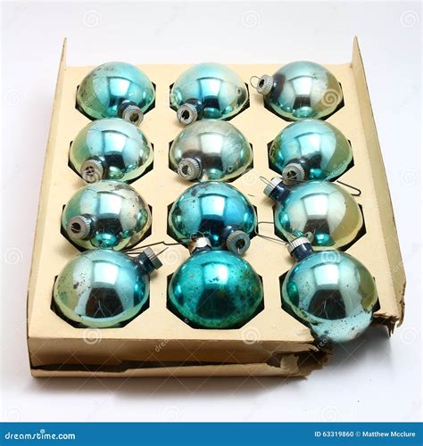 Antique Christmas Blue Ornament Set Stock Photo - Image of blue, time ...