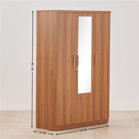 Buy Quadro Promo 3-Door Wardrobe with Mirror - Brown from Home Centre ...