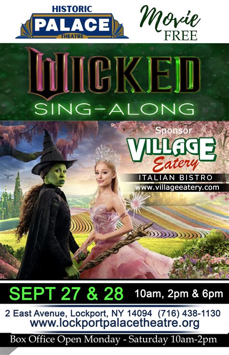 Wicked Sing Along Poster - Lockport Palace Theater