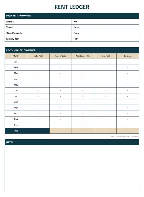 Rental Ledger Template