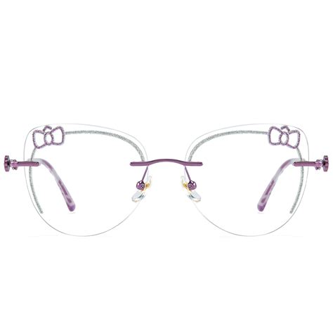 Hello Kitty Pink and Silver Rimless Glasses | LensAlter.com – Lensalter