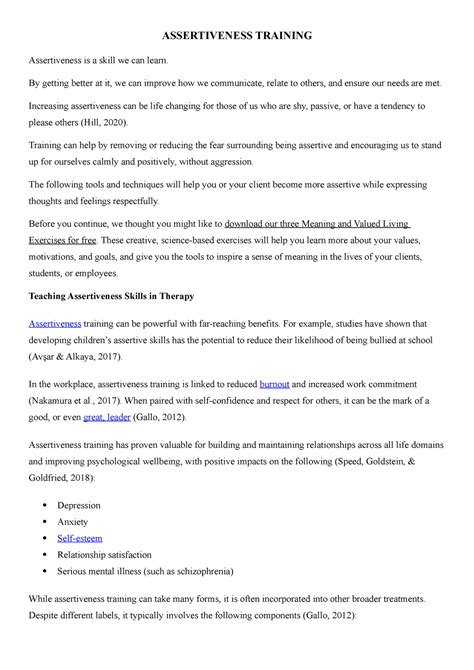 Assertiveness Training - ASSERTIVENESS TRAINING Assertiveness is a ...