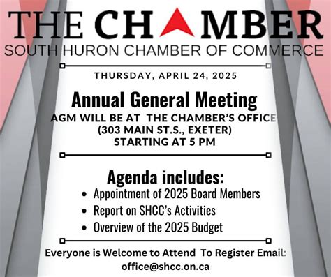 The South Huron Chamber of Commerce 2025 AGM, 303 Main St S, South ...