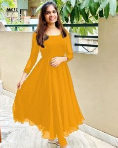 shivdharakurti Women A-line Yellow Maxi/Full Length Dress - Buy ...