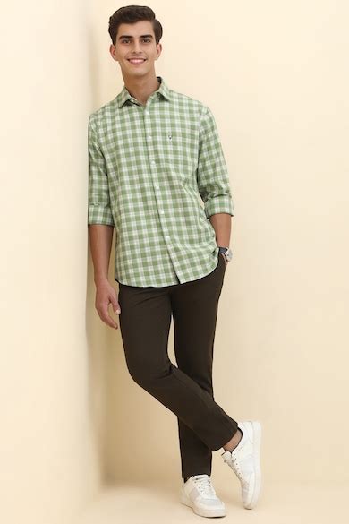 Buy Men Green Check Full Sleeves Casual Shirt Online - 40002916 | Allen ...